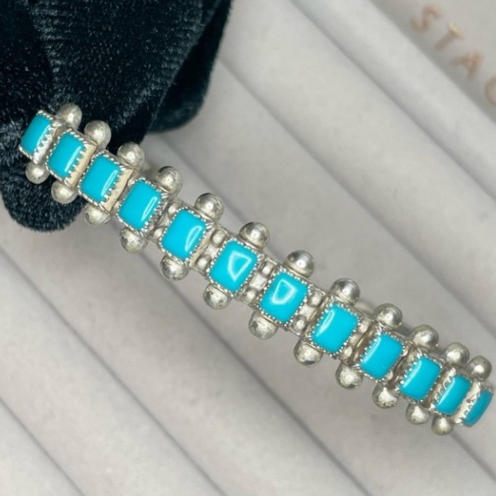 Vintage Old Pawn Zuni Turquoise Cuff Bracelet